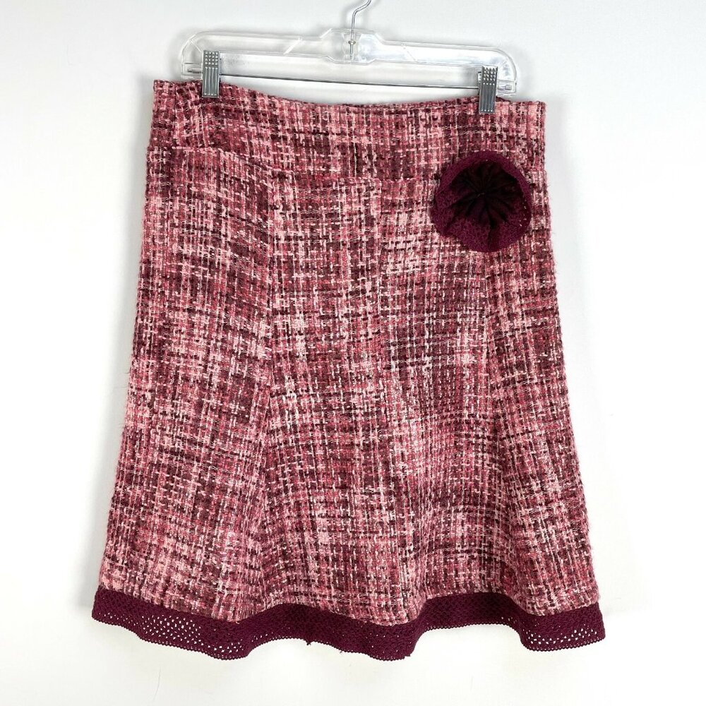 NEW Kensie Womens‎ Flower Pink Tweed Skirt Size 8 Knee Length A Line